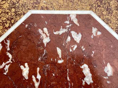 Magnificent C19th large walnut and specimen marble centre table