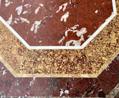 Magnificent C19th large walnut and specimen marble centre table