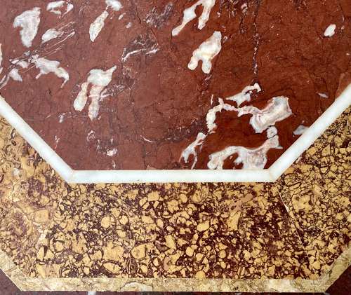 Magnificent C19th large walnut and specimen marble centre table