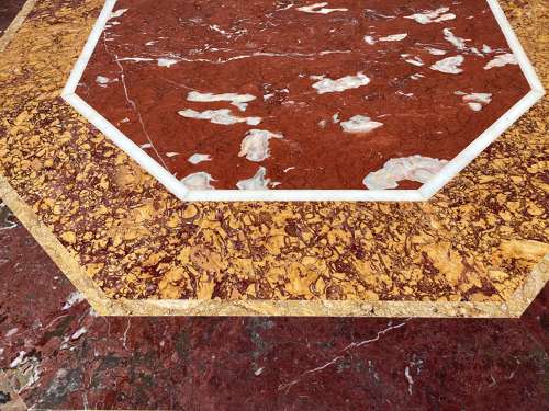 Magnificent C19th large walnut and specimen marble centre table