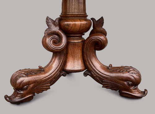 Magnificent C19th large walnut and specimen marble centre table