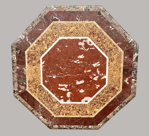 Magnificent C19th large walnut and specimen marble centre table