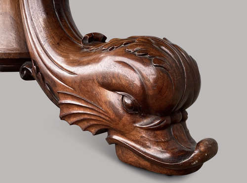 Magnificent C19th large walnut and specimen marble centre table