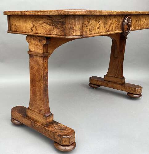 Good mid C19th burr and pollard oak centre table; James Winter & Sons, London