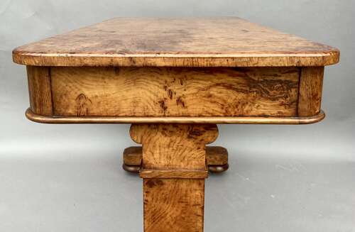 Good mid C19th burr and pollard oak centre table; James Winter & Sons, London