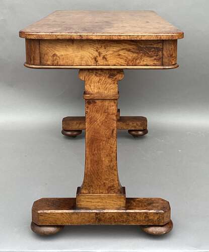 Good mid C19th burr and pollard oak centre table; James Winter & Sons, London