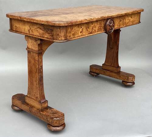 Good mid C19th burr and pollard oak centre table; James Winter & Sons, London