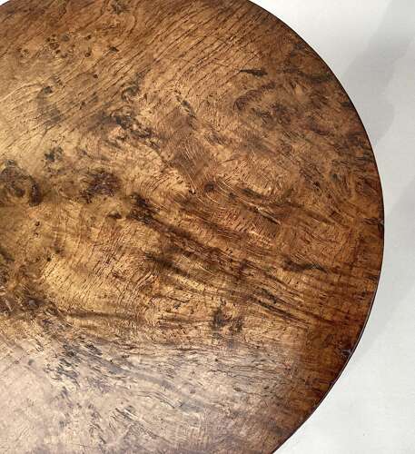 Charming Irish Georgian burr oak tripod wine table