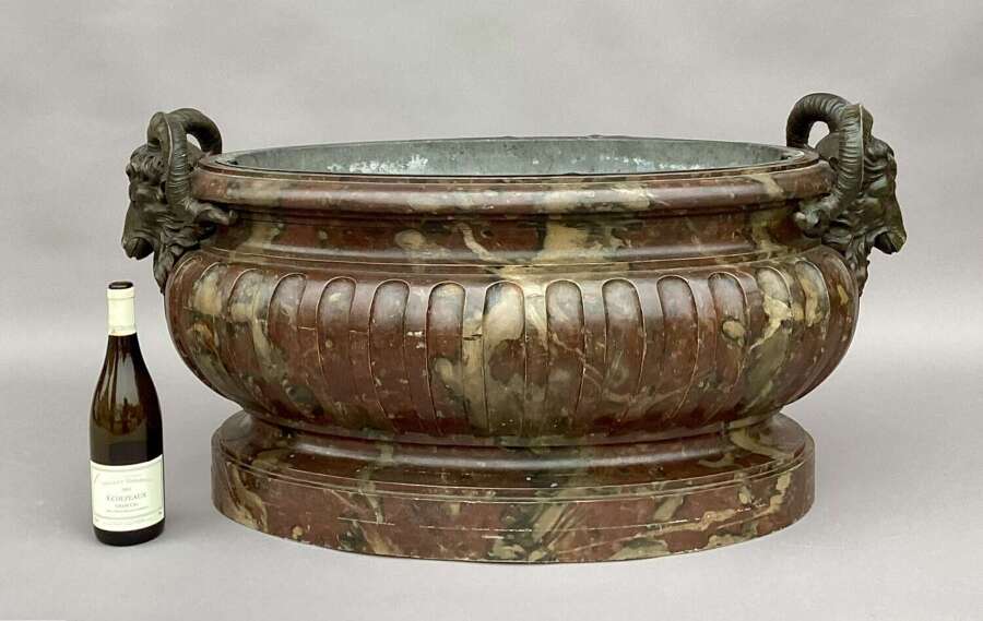 Magnificent Regency faux marble neoclassical wine cistern / jardiniere