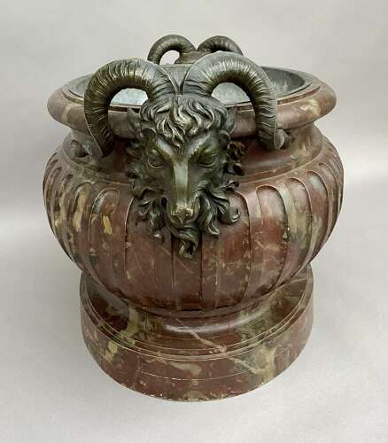 Magnificent Regency faux marble neoclassical wine cistern / jardiniere