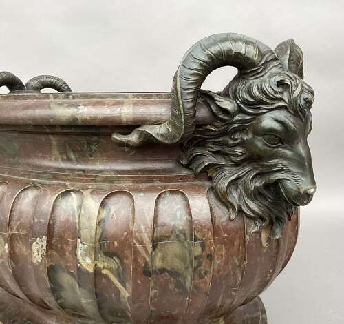Magnificent Regency faux marble neoclassical wine cistern / jardiniere