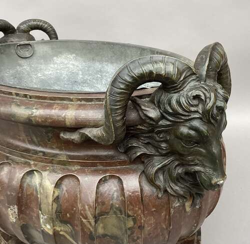 Magnificent Regency faux marble neoclassical wine cistern / jardiniere