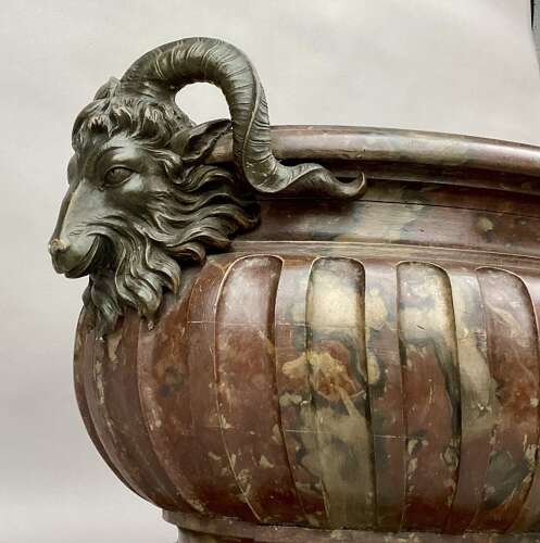 Magnificent Regency faux marble neoclassical wine cistern / jardiniere