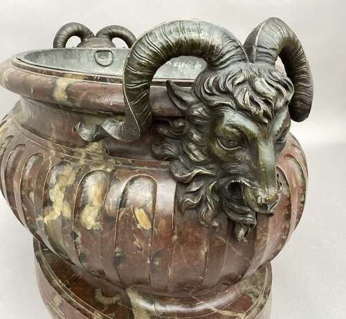 Magnificent Regency faux marble neoclassical wine cistern / jardiniere