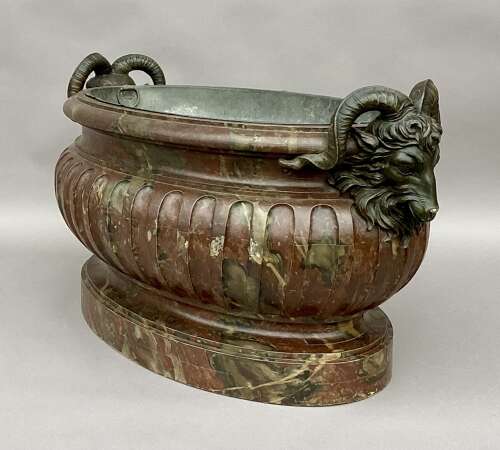 Magnificent Regency faux marble neoclassical wine cistern / jardiniere