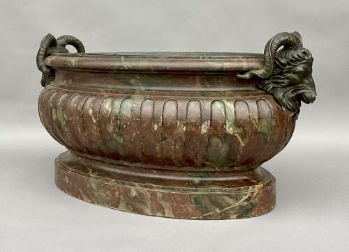 Magnificent Regency faux marble neoclassical wine cistern / jardiniere
