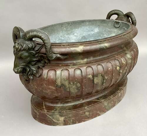 Magnificent Regency faux marble neoclassical wine cistern / jardiniere