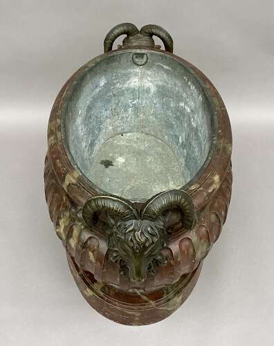 Magnificent Regency faux marble neoclassical wine cistern / jardiniere