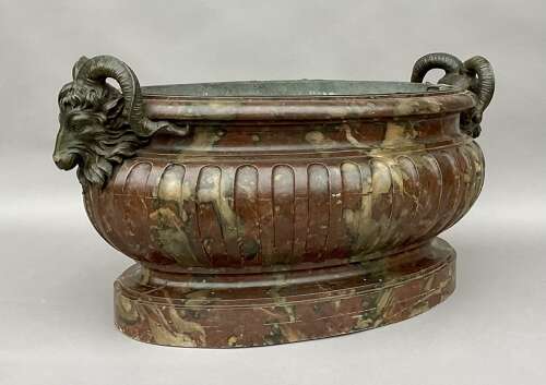 Magnificent Regency faux marble neoclassical wine cistern / jardiniere
