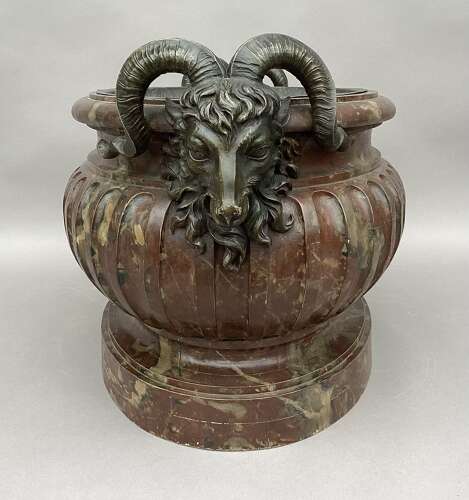 Magnificent Regency faux marble neoclassical wine cistern / jardiniere