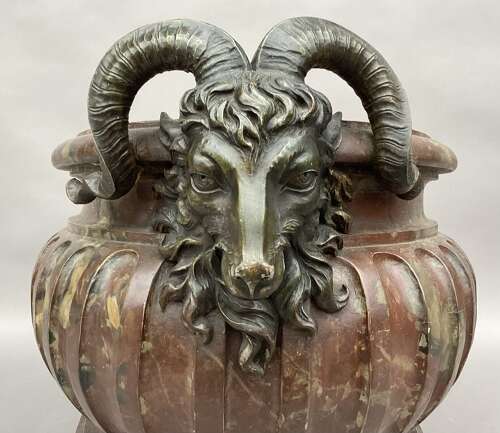 Magnificent Regency faux marble neoclassical wine cistern / jardiniere