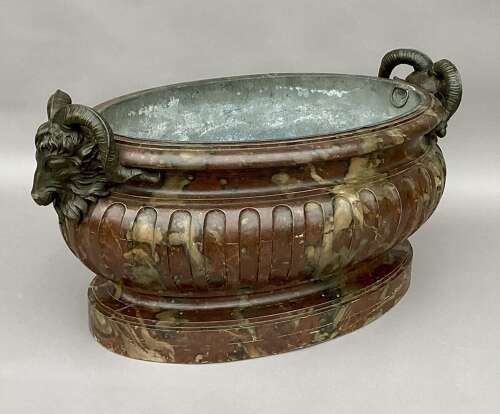 Magnificent Regency faux marble neoclassical wine cistern / jardiniere
