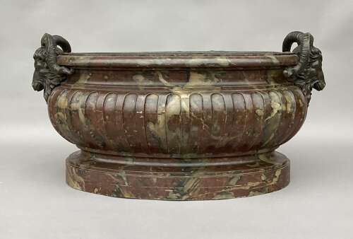 Magnificent Regency faux marble neoclassical wine cistern / jardiniere