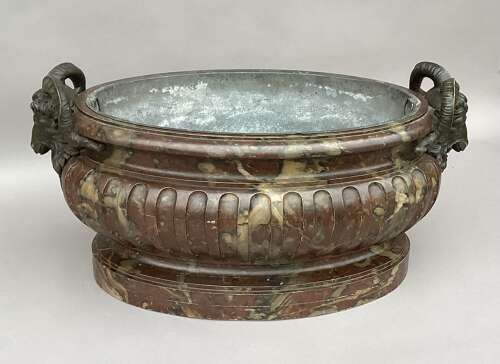 Magnificent Regency faux marble neoclassical wine cistern / jardiniere