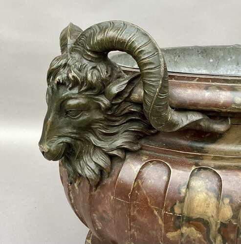 Magnificent Regency faux marble neoclassical wine cistern / jardiniere