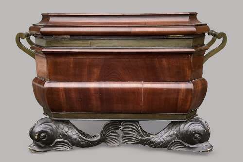 Magnificent Regency mahogany sarcophagus form wine cooler / cellarette