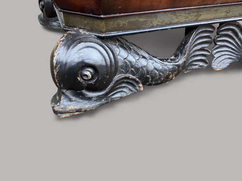 Magnificent Regency mahogany sarcophagus form wine cooler / cellarette