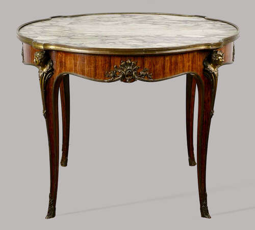 Superb C19th French kingwood marble top centre table