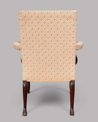 Good George II Irish carved mahogany open armchair