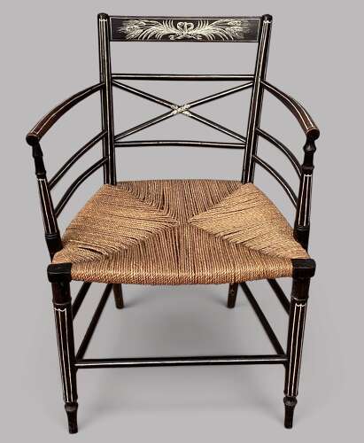 Attractive Regency painted elbow chair of neat proportions